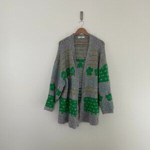 Natural Life Calla Jacquard Chunky Knit Boho Cardigan Sweater Size L/XL